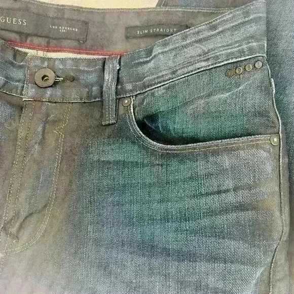 GUESS JEANS, BLUE/BLACK, SIZE: 33/32, NWOT/NEVER WORN - Picture 11 of 11